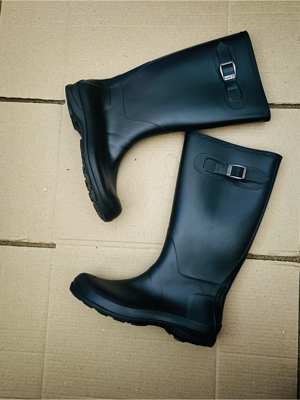 Kamik Black Women's Tall Waterproof Rain Boots with Buckle